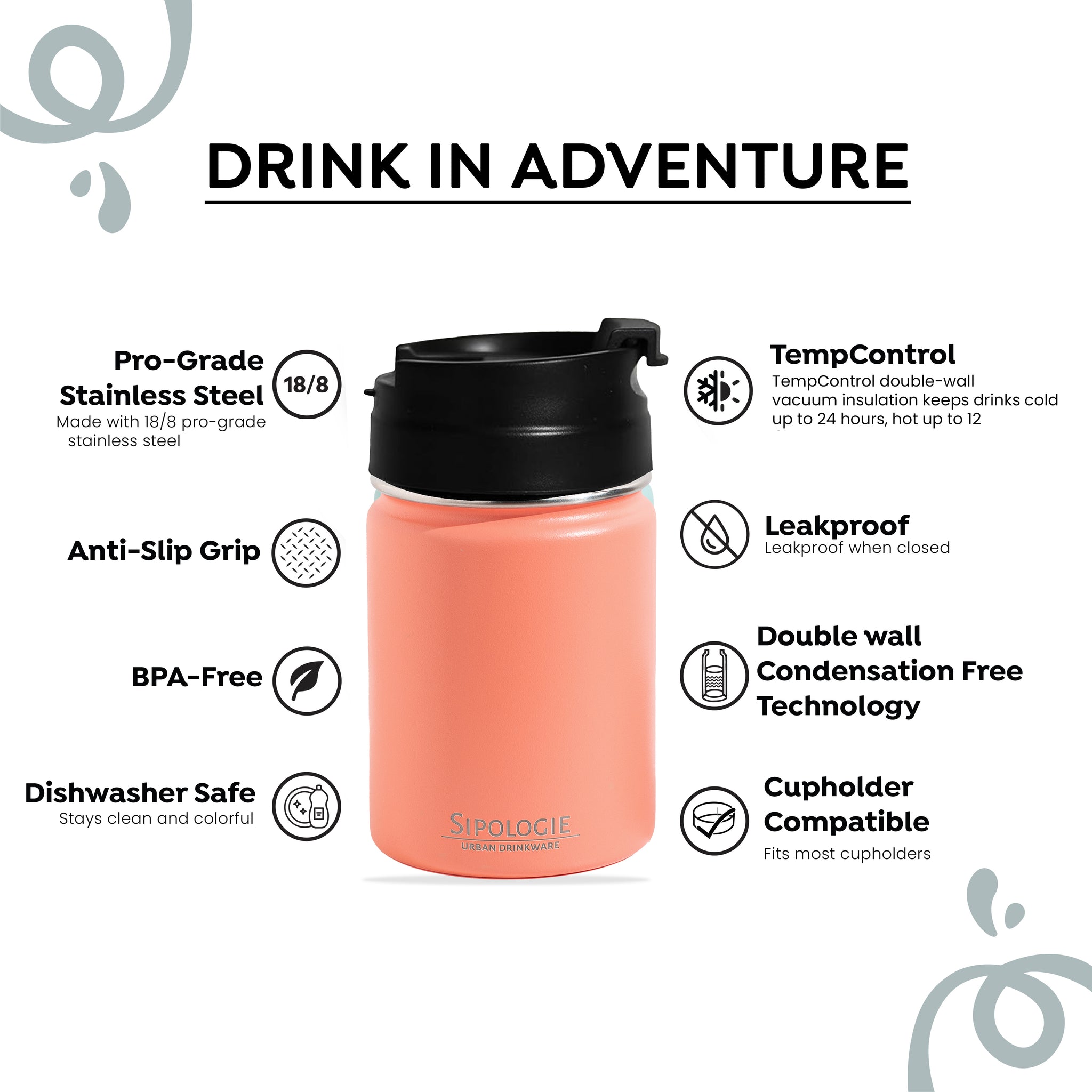 TravelBrew Insulated Tumbler, Coral - 260ml