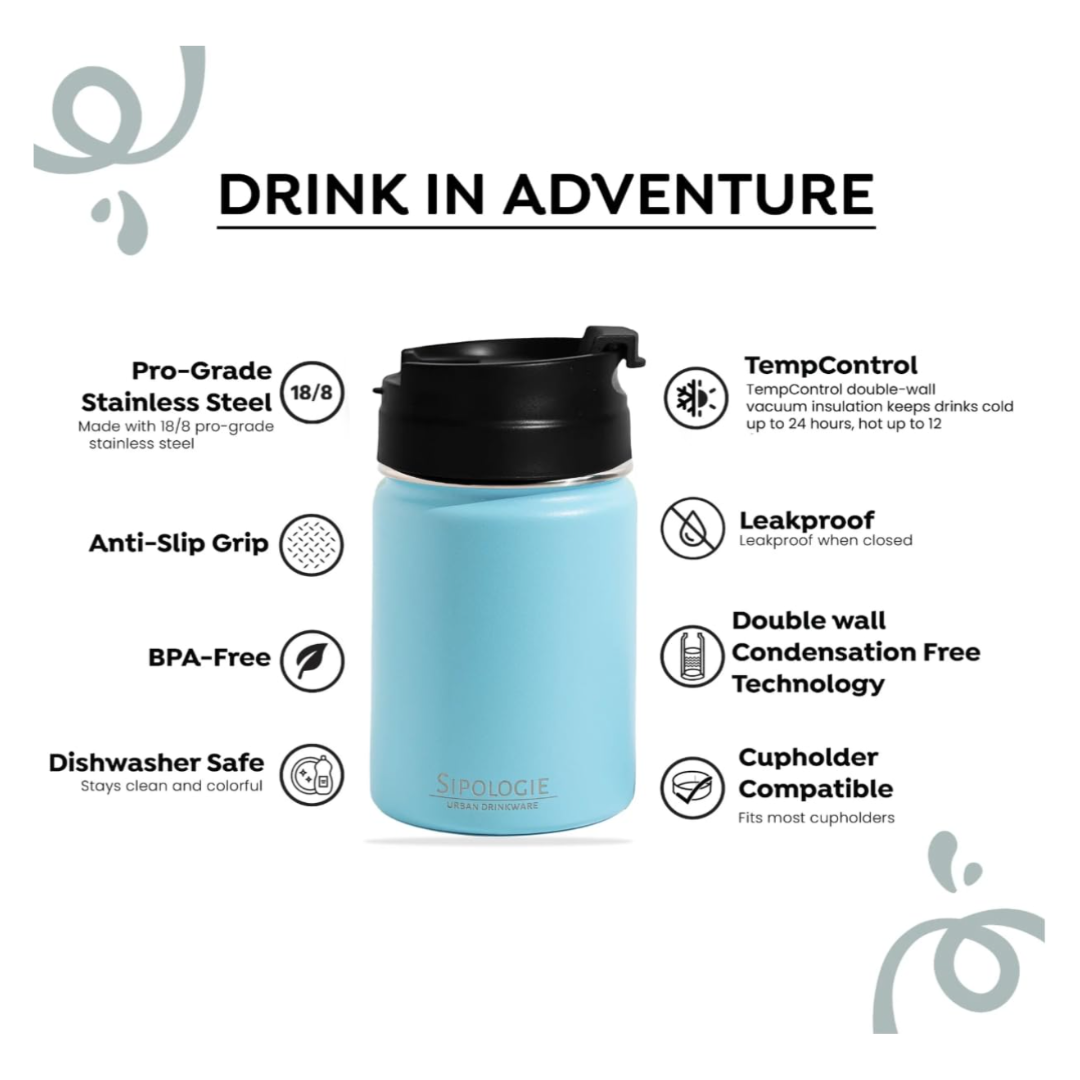 TravelBrew Insulated Tumbler, Lagoon Blue - 260ml (Personalised)