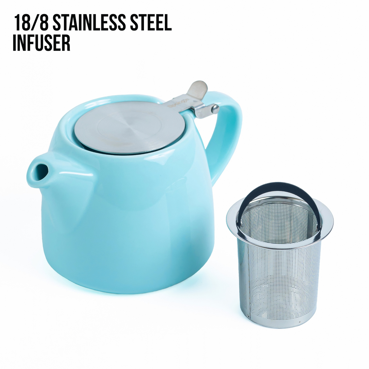 Artisan Ceramic Tea Pot with Infuser, Lagoon Blue - 400ml