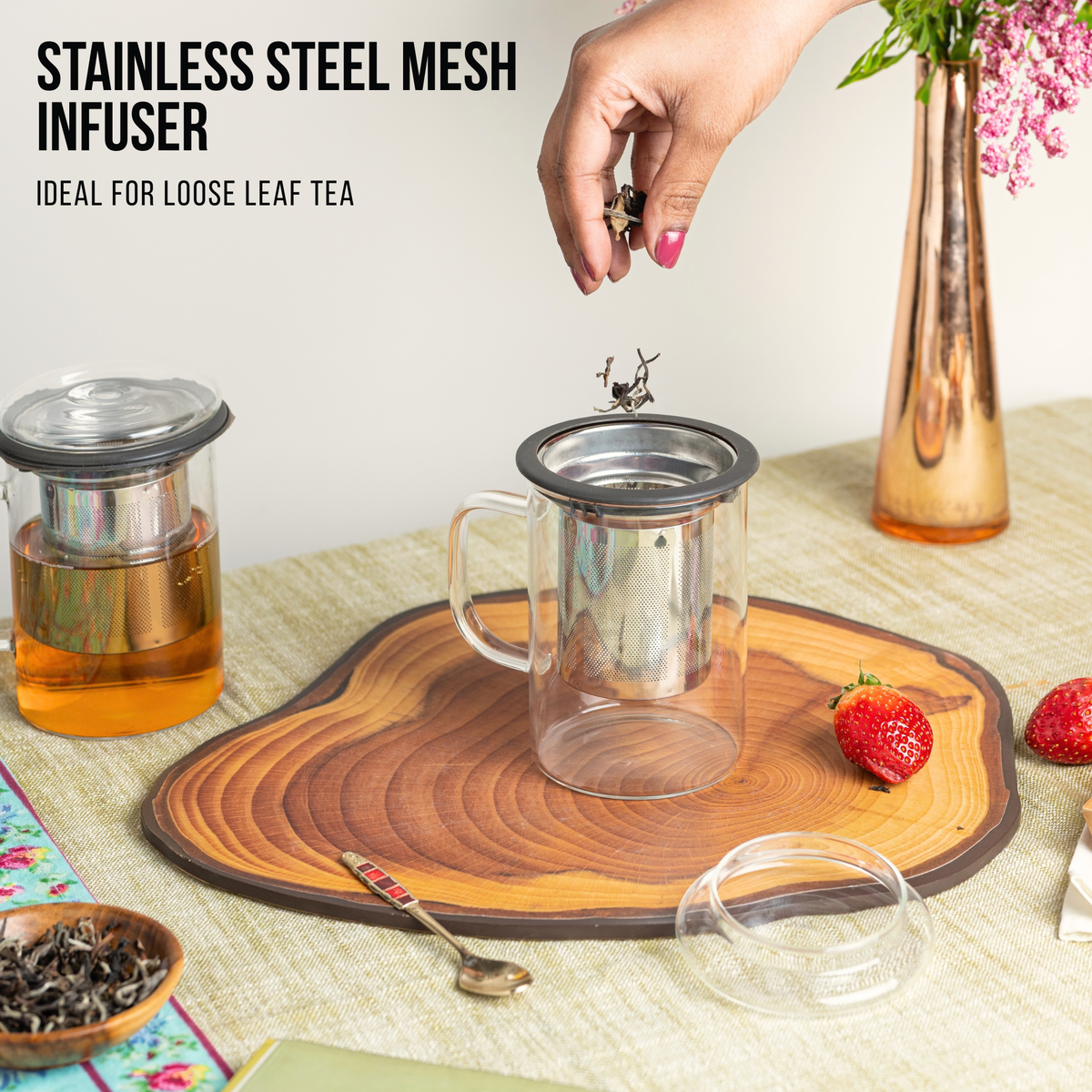 Inspire Glass Tea Mug with Infuser - 350ml
