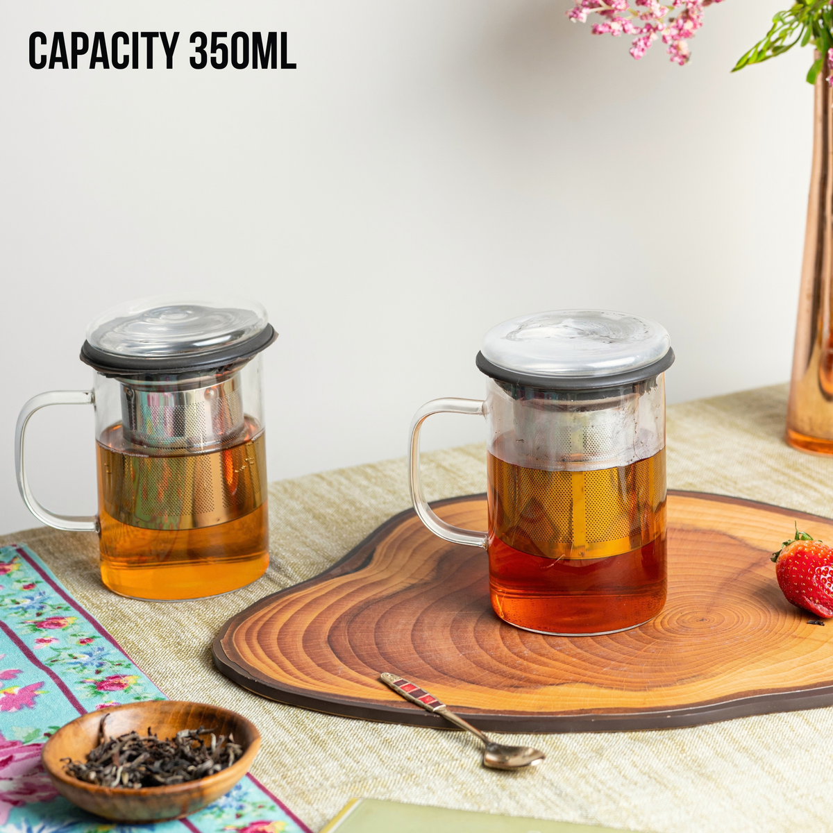 Inspire Glass Tea Mug with Infuser - 350ml