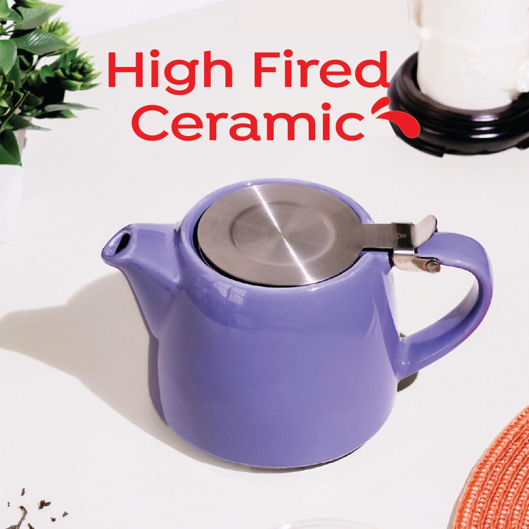 Artisan Ceramic Tea Pot with Infuser, Purple - 400 ml