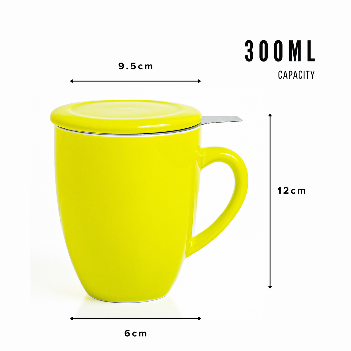 Artisan Ceramic Tea Mug with Infuser, Green - 300ml