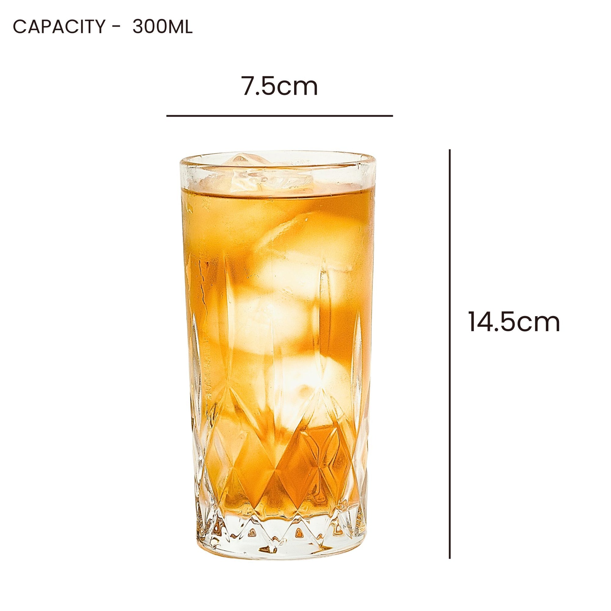 Sipologie Collins Highball Glass, 300ml - Set of 4 (Arc)