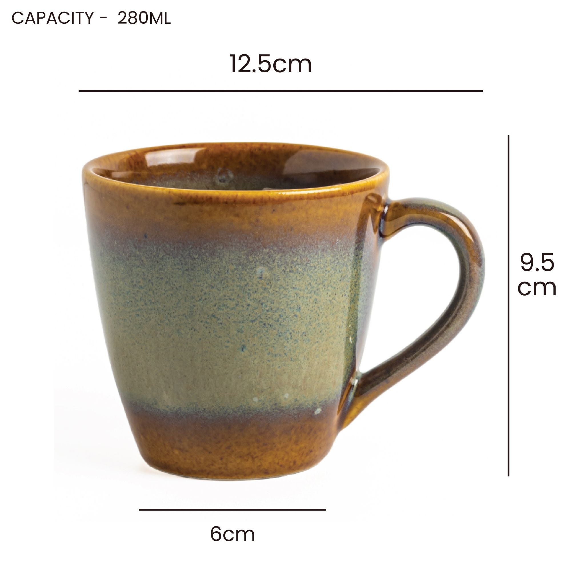 Artisan Ceramic Coffee Mug 280ml - Autumn Horizon ( Set of 4 )