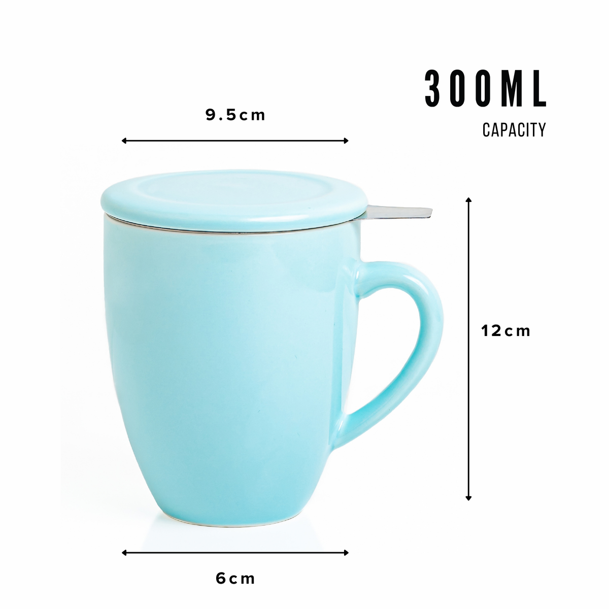 Artisan Ceramic Tea Mug with Infuser, Blue - 300ml