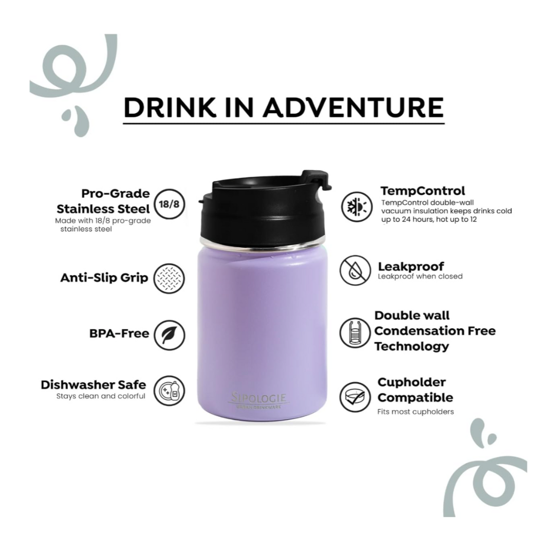 TravelBrew Insulated Tumbler, Lilac - 260ml (Personalised)
