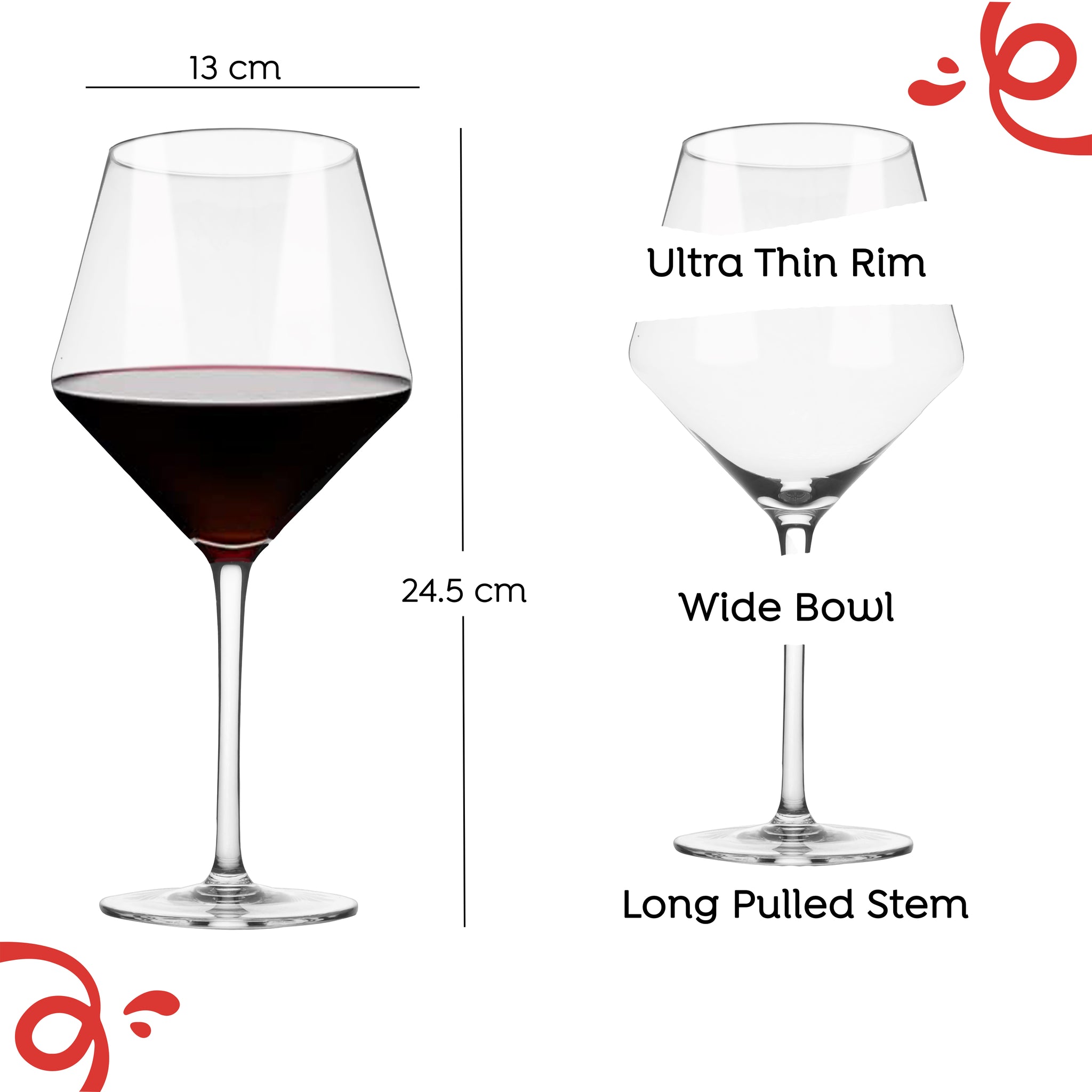 Burgundry Red Wine Glass 700ml - Set of 2