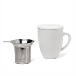 Artisan Ceramic Tea Mug with Infuser, White - 300ml