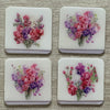 B&B Square Coasters with Pink/Purple Bunch Flowers, Set of 4