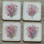 B&B Coasters with Pink Flowers, Set of 4