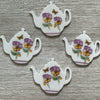 B&B Teapot Coasters with Pansy Flower, Set of 4