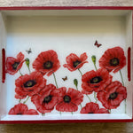 B&B Rectangular Tray with Red Poppy Flowers (12" X 10")