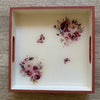 B&B Rectangular Tray with Magenta Flowers ( 10" X 10" )