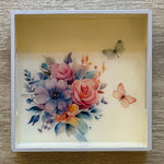 B&B Rectangular Tray with Blue Flowers ( 8" X 8" )