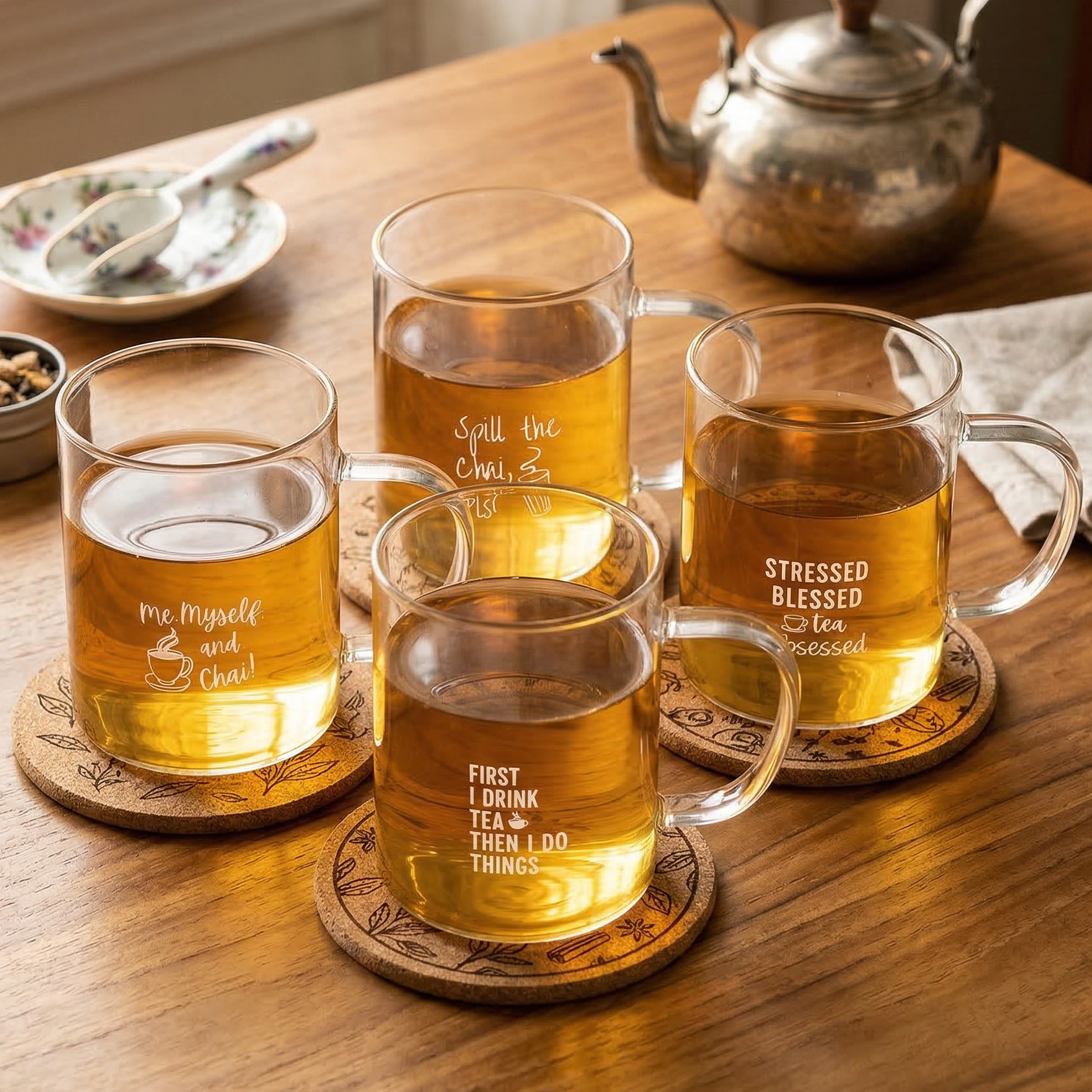 Inspire Glass Tea Mug with Infuser 350ml - Spill The Chai