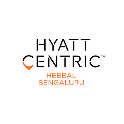 Hyatt Centric Hebbal Bengaluru logo on a plain white background, with black and orange text and a small orange geometric mark.