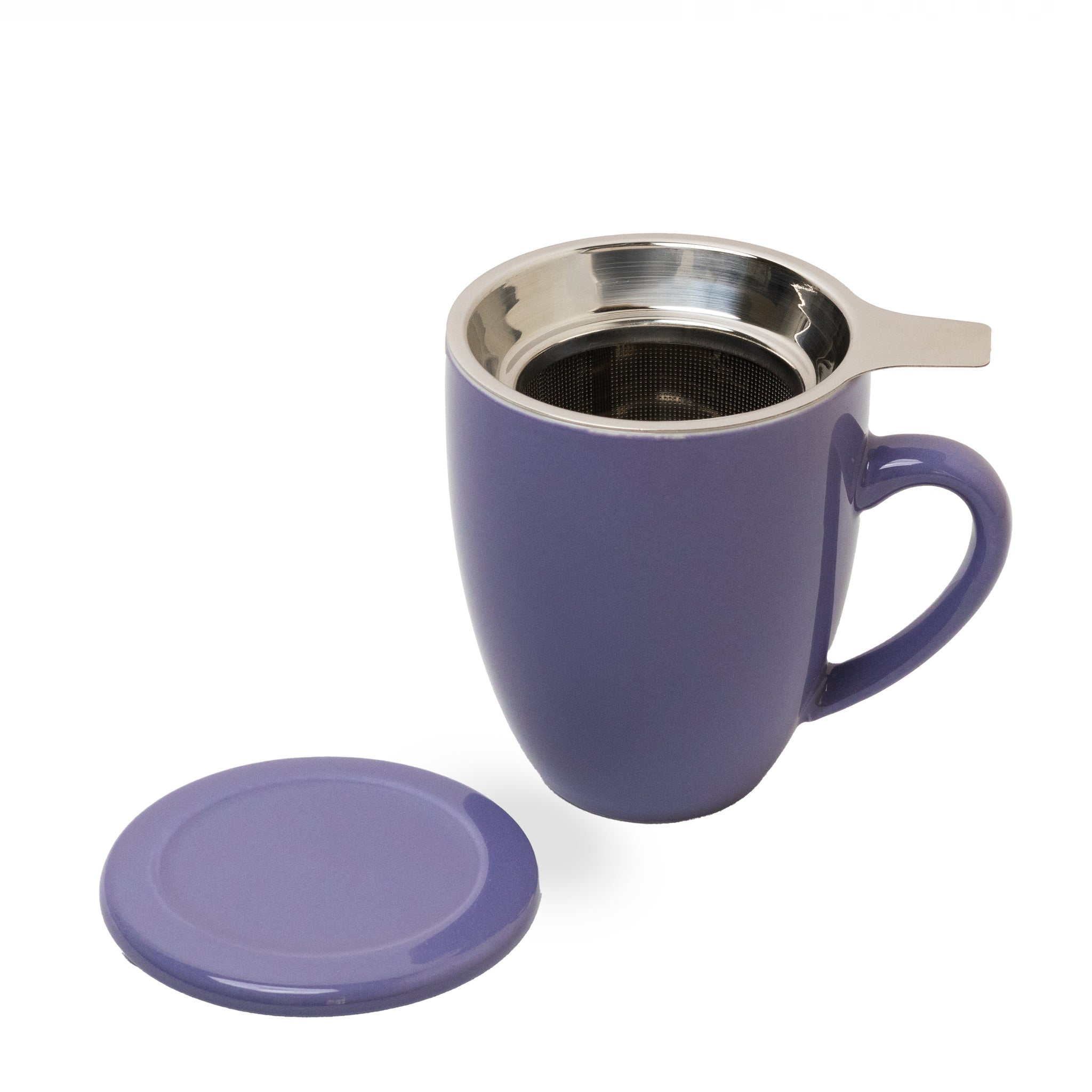 Artisan Ceramic Tea Mug with Infuser, Purple - 300ml