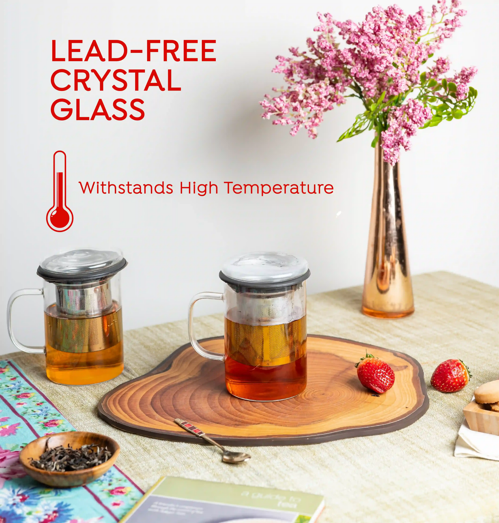 Inspire Glass Tea Mug with Infuser - 350ml
