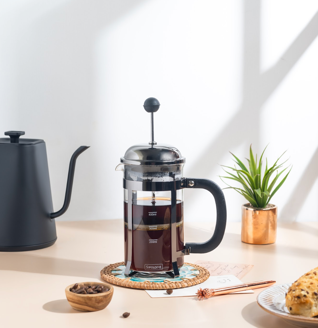 Vintage French Press, Black - 600ml