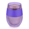 Purple wine tumbler with clear top on a white background