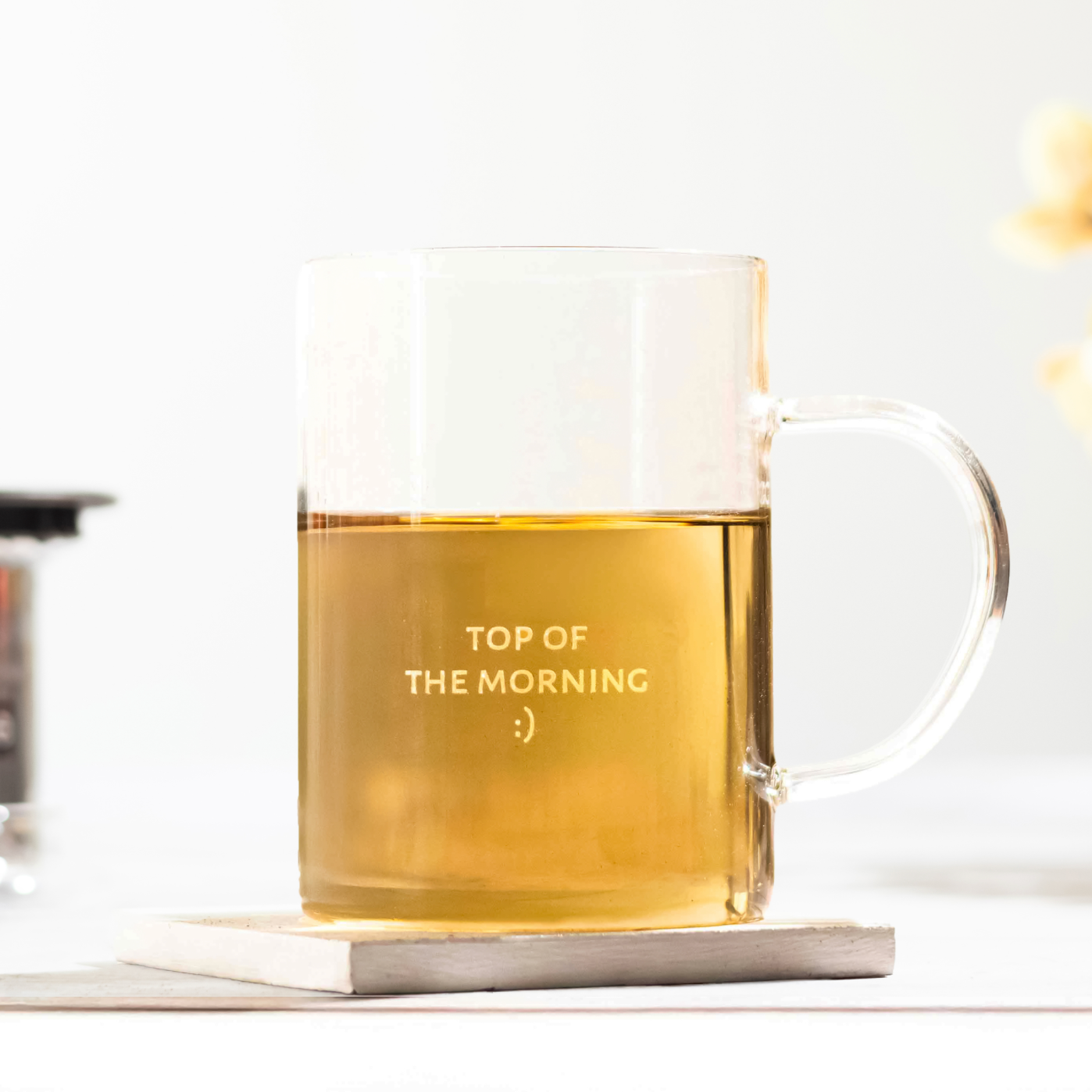 Inspire Glass Tea Mug with Infuser - 350ml (Personalised)