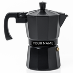Roma Moka Pot Espresso Maker, Black - 180 ml (Personalised)