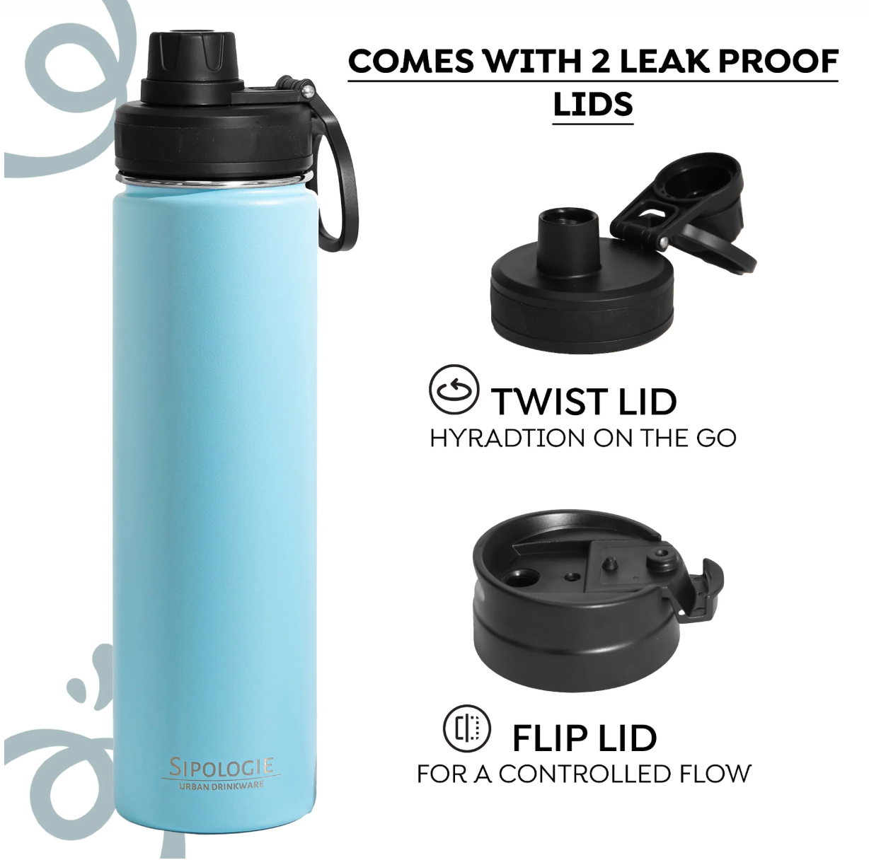 HydraFlow Insulated Bottle, Lagoon Blue - 720ml (Personalised)