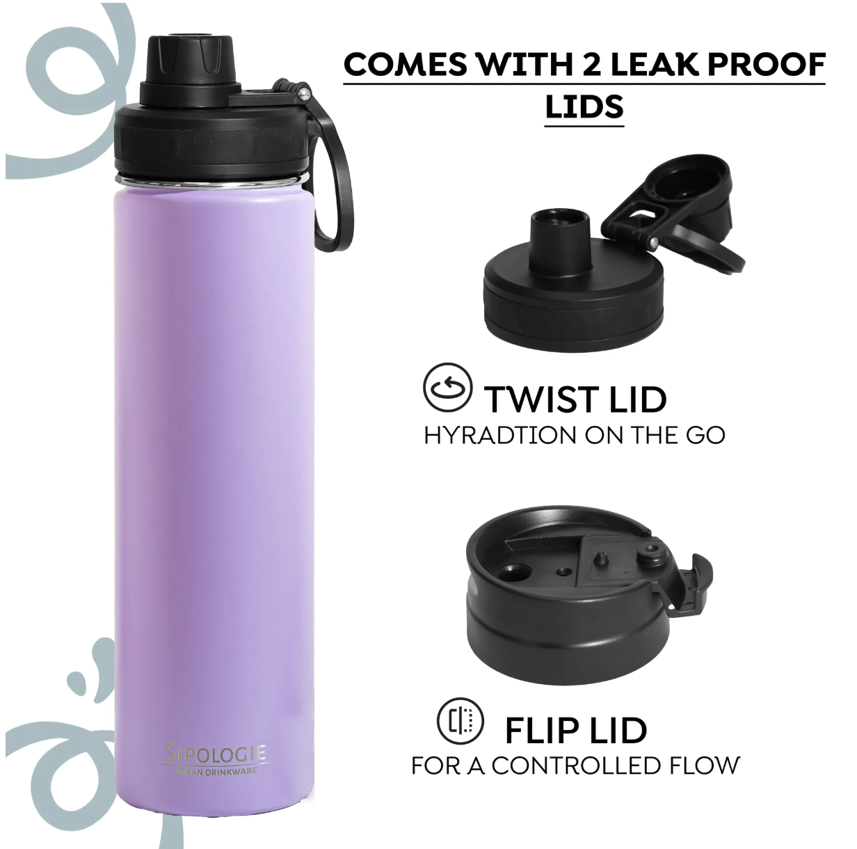 HydraFlow Insulated Bottle, Lilac - 720ml (Personalised)