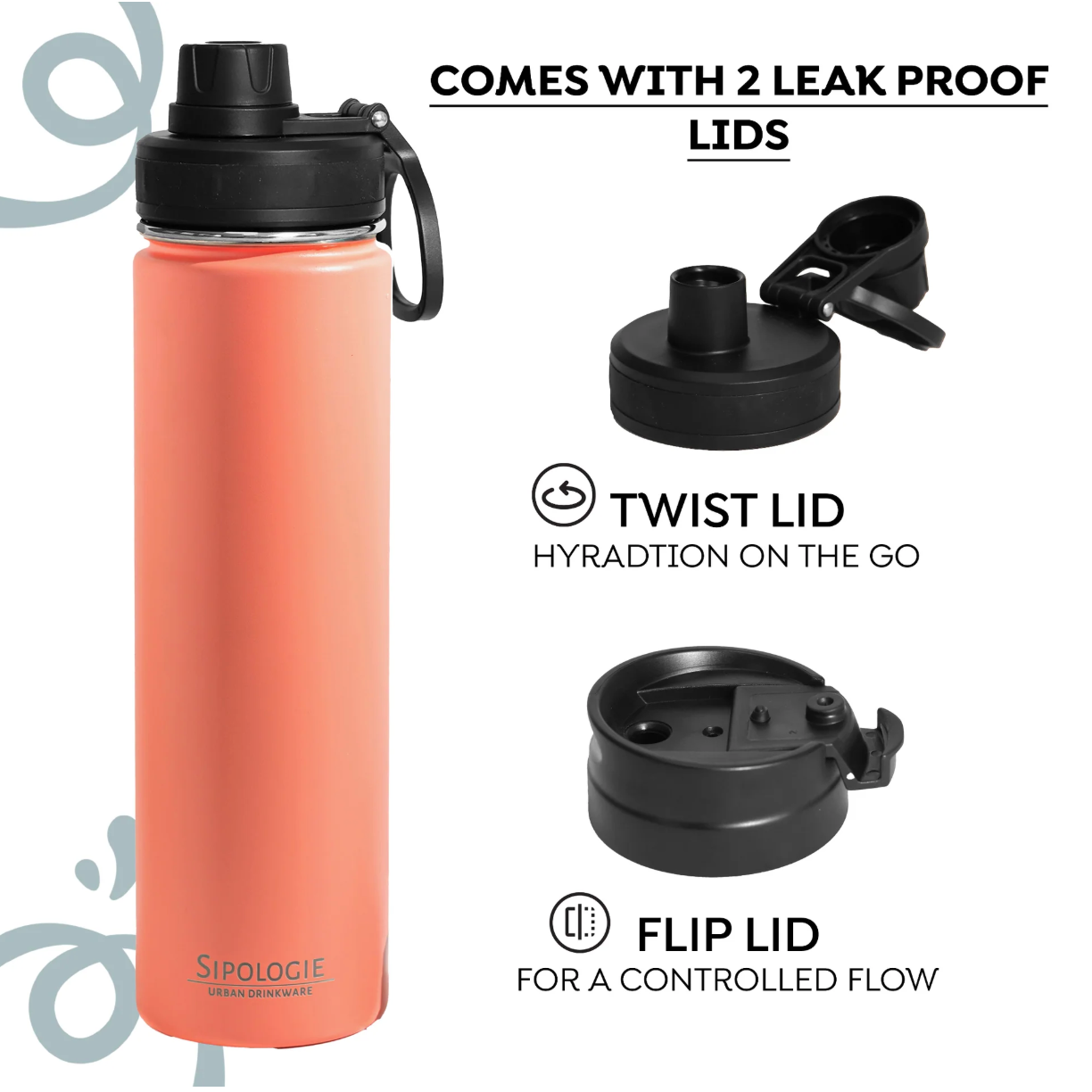 HydraFlow Insulated Bottle, Coral - 720ml (Personalised)