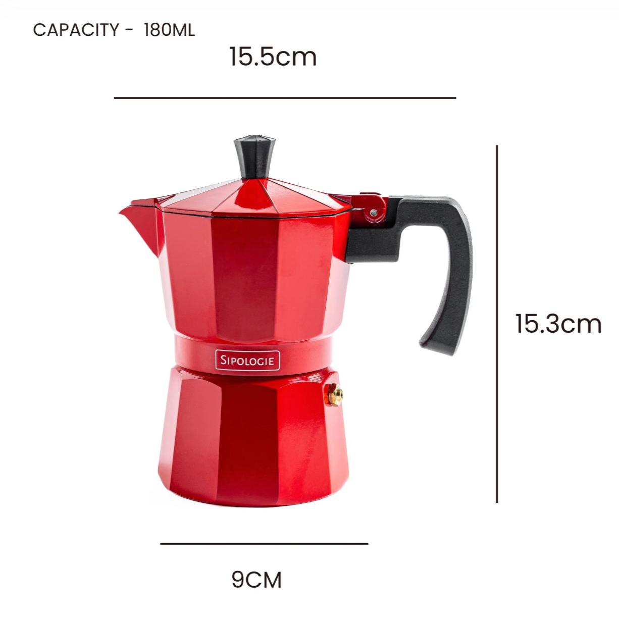 Roma Moka Pot Espresso Maker, Red (180 ml) - Coffee Fixes Everything