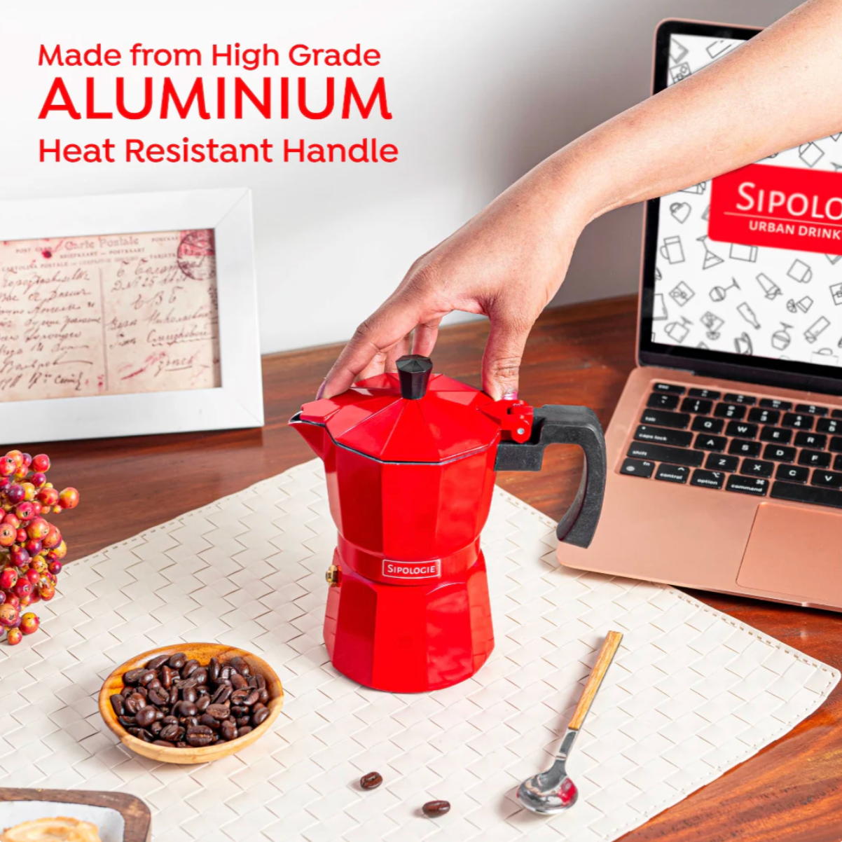 Roma Moka Pot Espresso Maker, Red (180 ml) - Coffee Fixes Everything