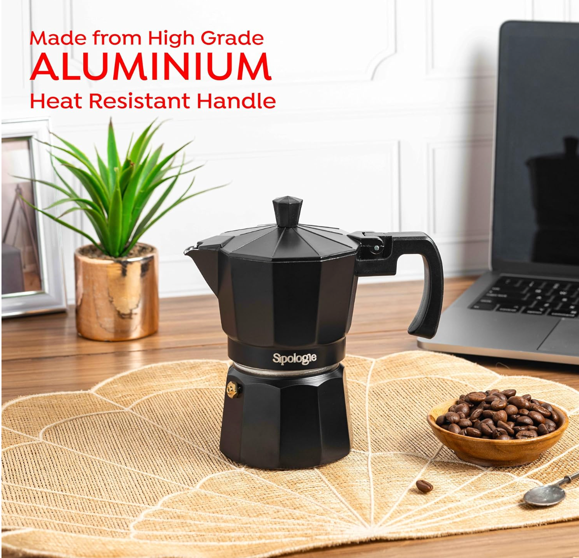 Roma Moka Pot Espresso Maker, Black (180 ml) - More Espresso