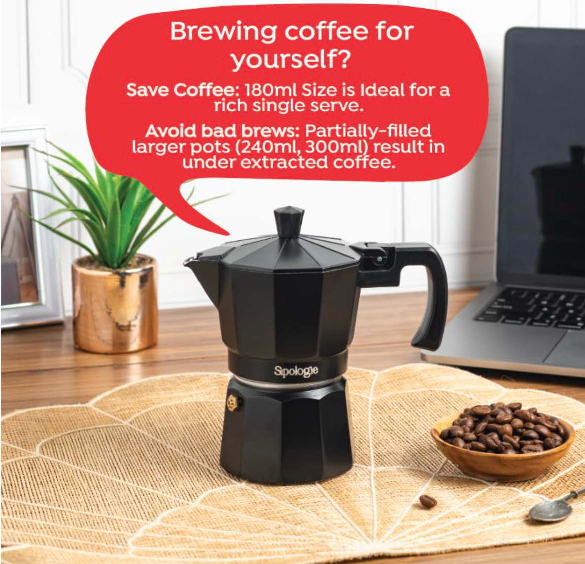 Roma Moka Pot Espresso Maker, Black (180 ml) - More Espresso