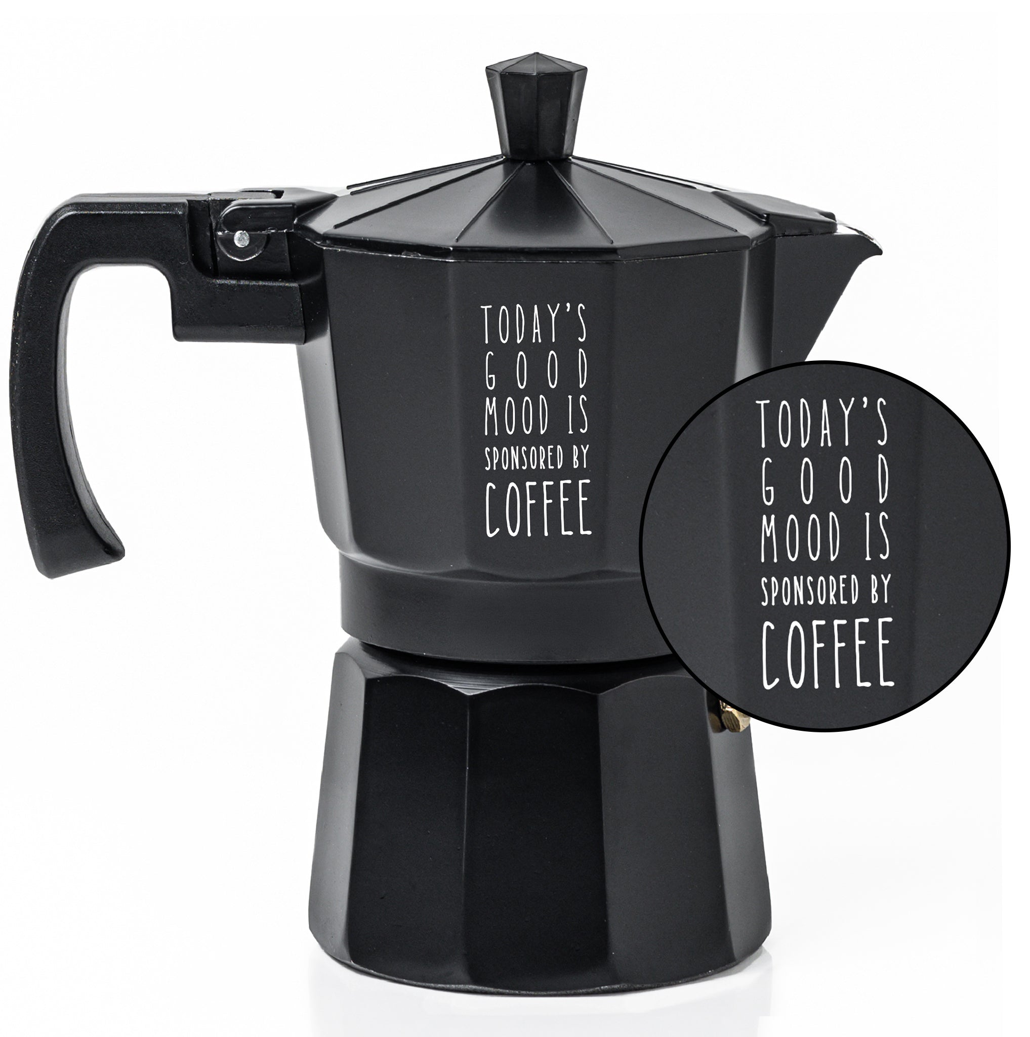 Roma Moka Pot Espresso Maker, Black (180 ml) - Mood By Coffee