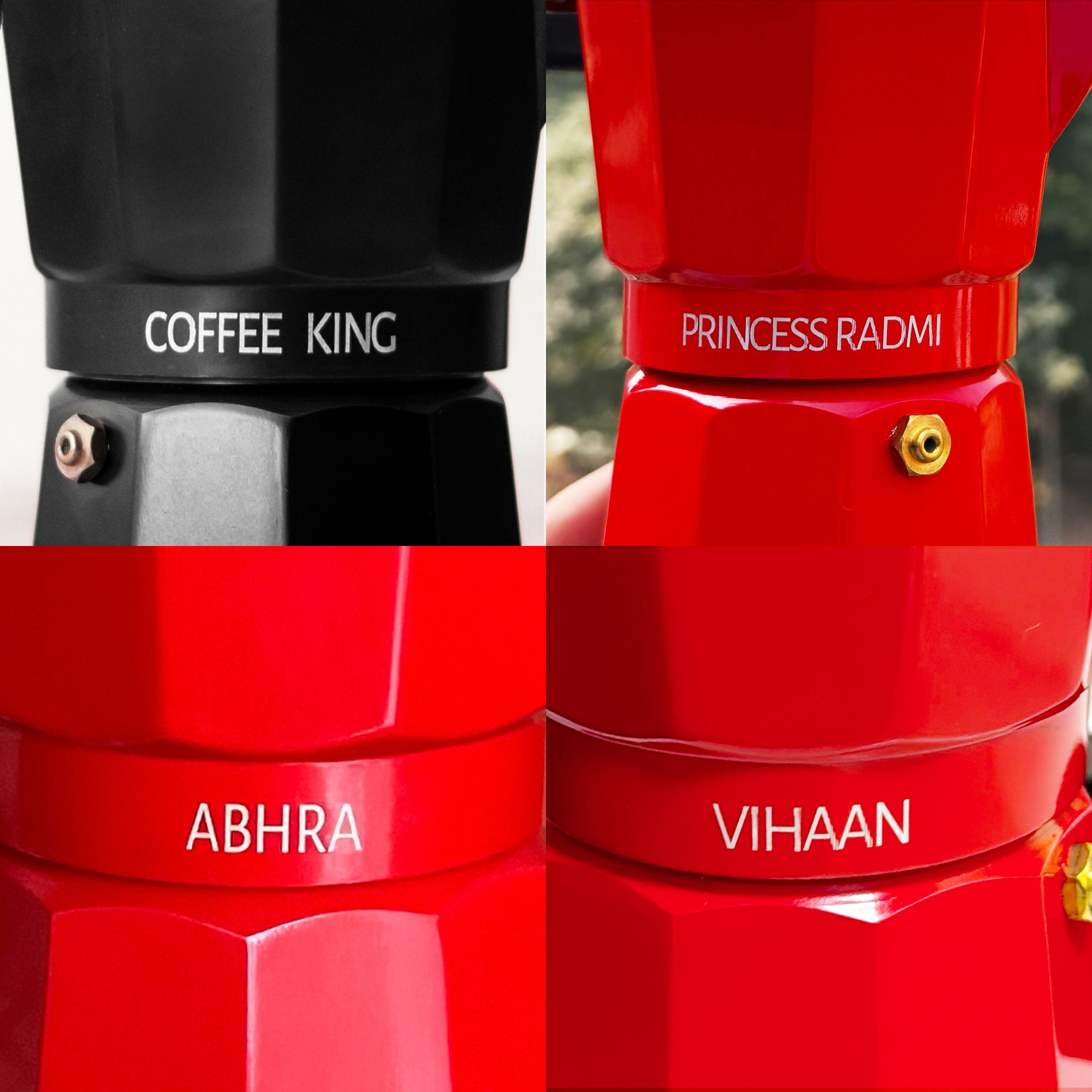 Roma Moka Pot Espresso Maker, Red - 180 ml (Personalised)