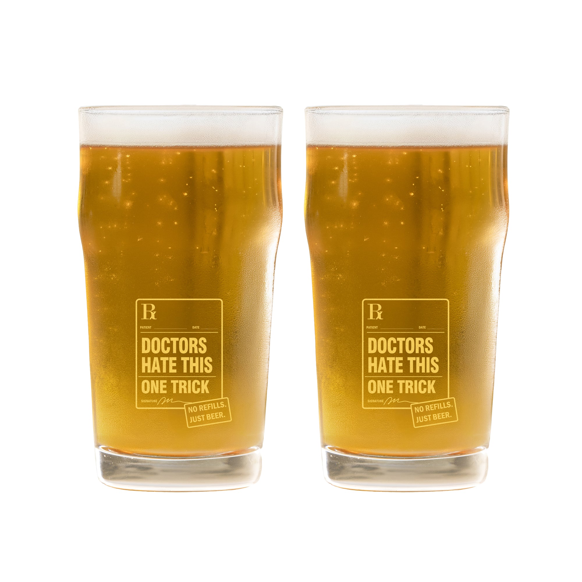 Imperial Pint Beer Glass 570ml - Set Of 2, Doctors Hate This
