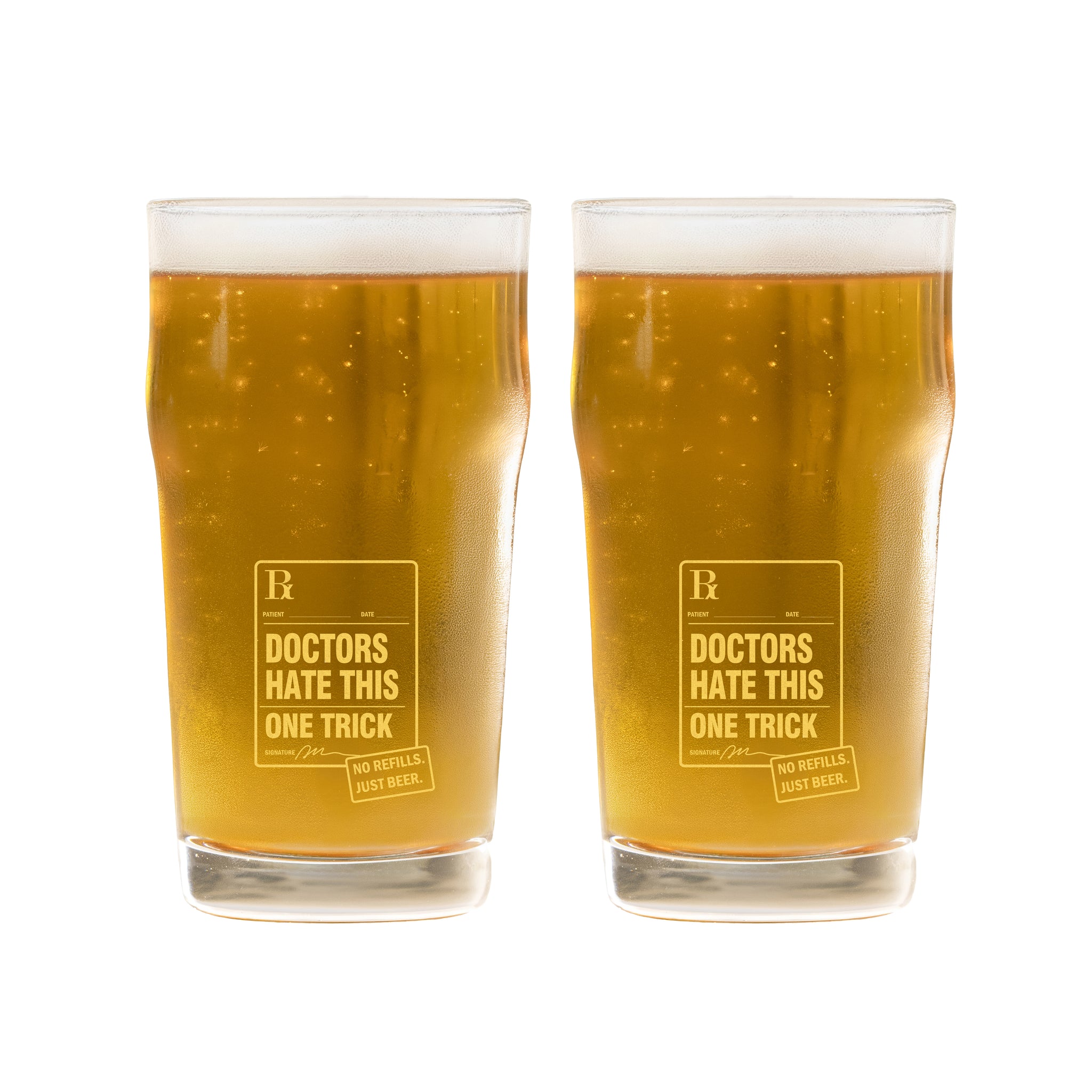 Imperial Pint Beer Glass 570ml - Set Of 2, Doctors Hate This