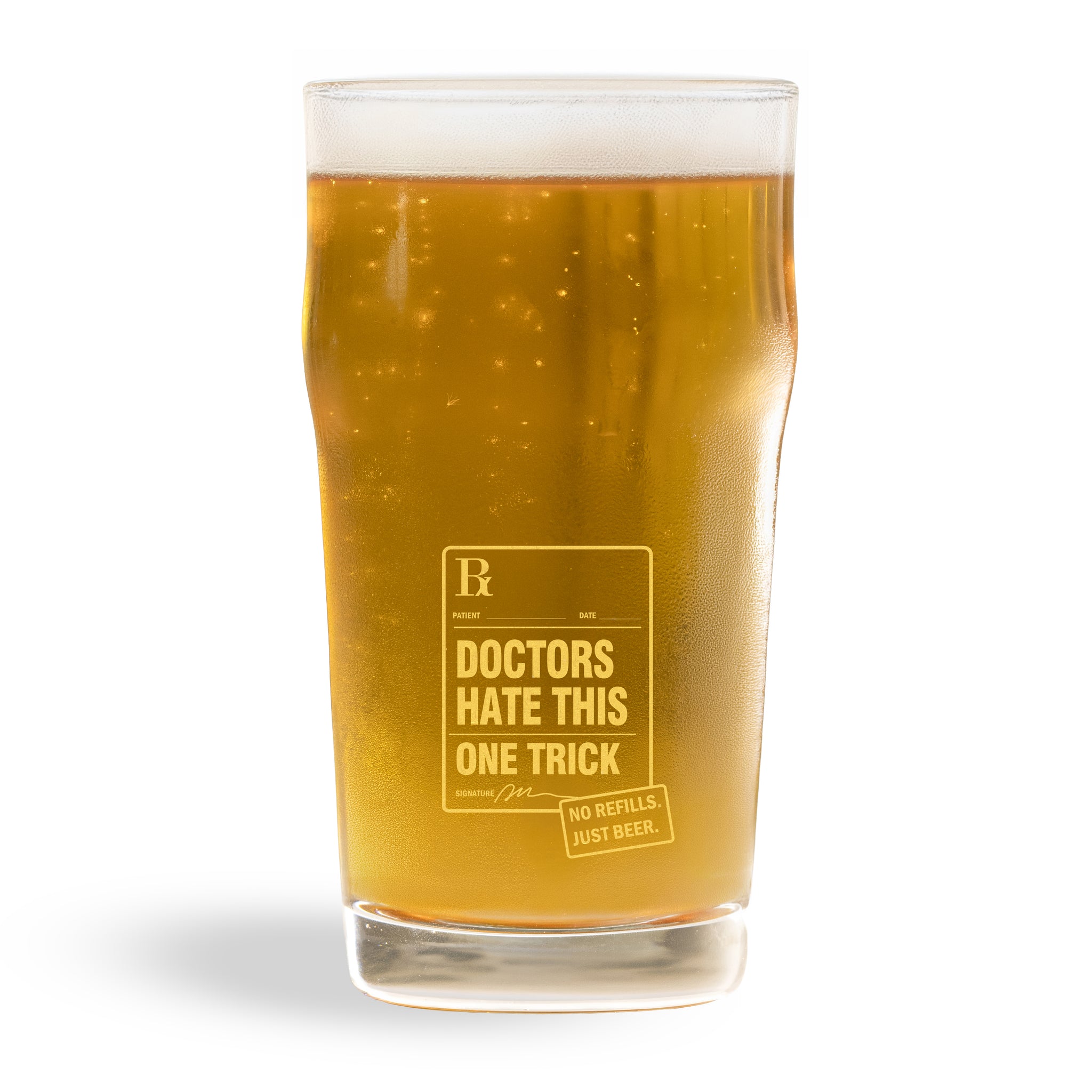 Imperial Pint Beer Glass 570ml - Set Of 2, Doctors Hate This