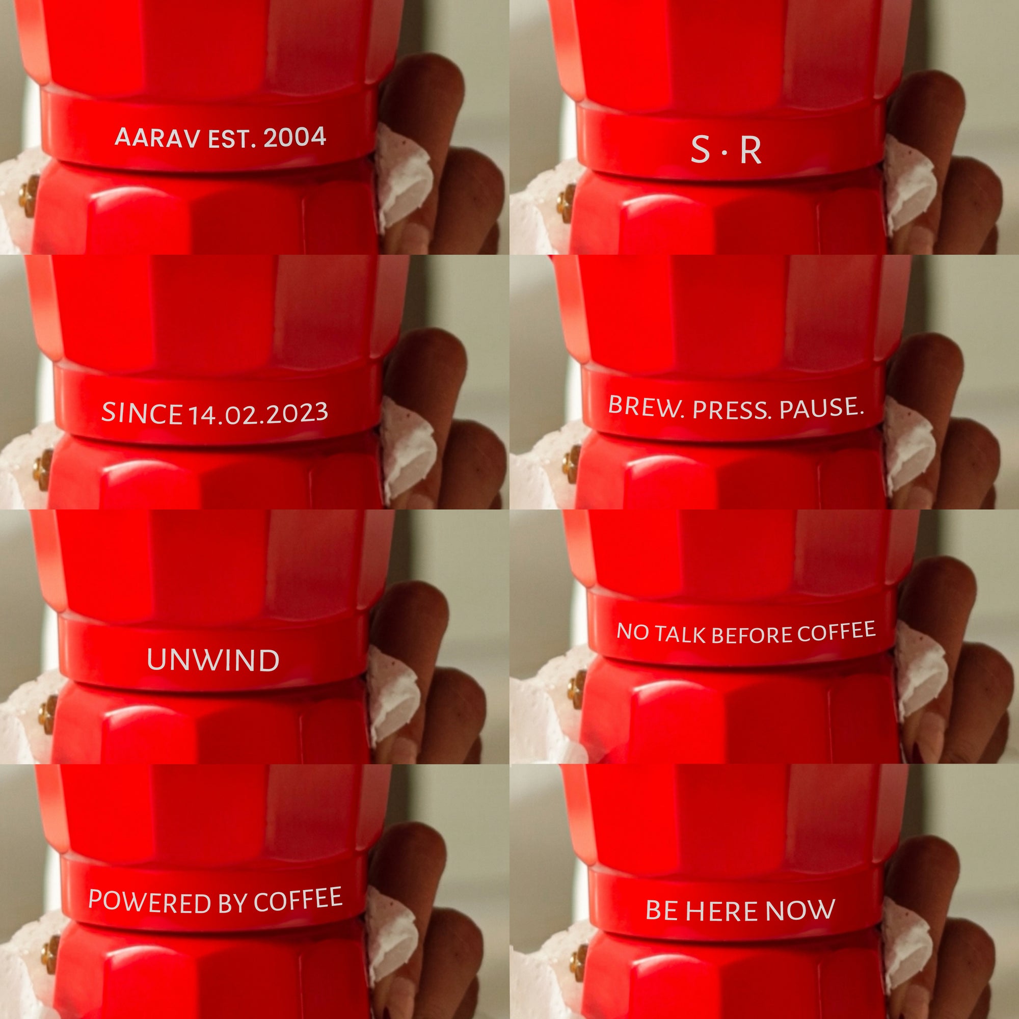 Roma Moka Pot Espresso Maker, Red - 180 ml (Personalised)